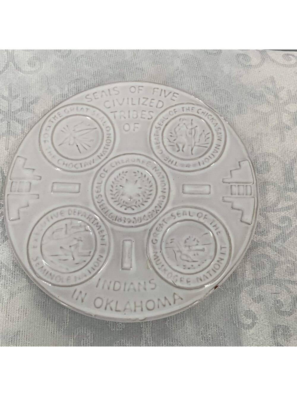 Seals Of Five Civilized Tribes Of Indians In Oklahoma‎ Ceramic Wall Plate